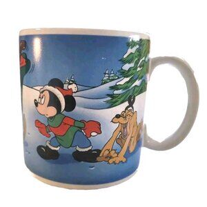 Vintage Applause1988 Walt Disney Christmas Mug Snowball Salute Mickey Duffy Duck
